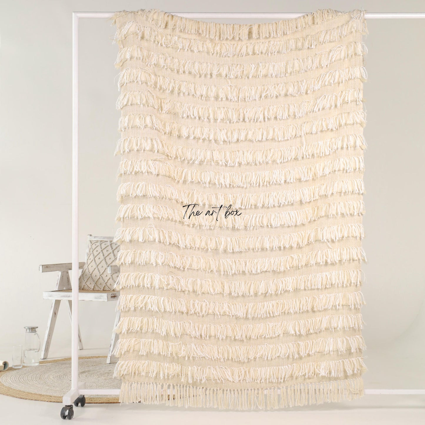 Boho Fringe Striped Hand Tufted Throw