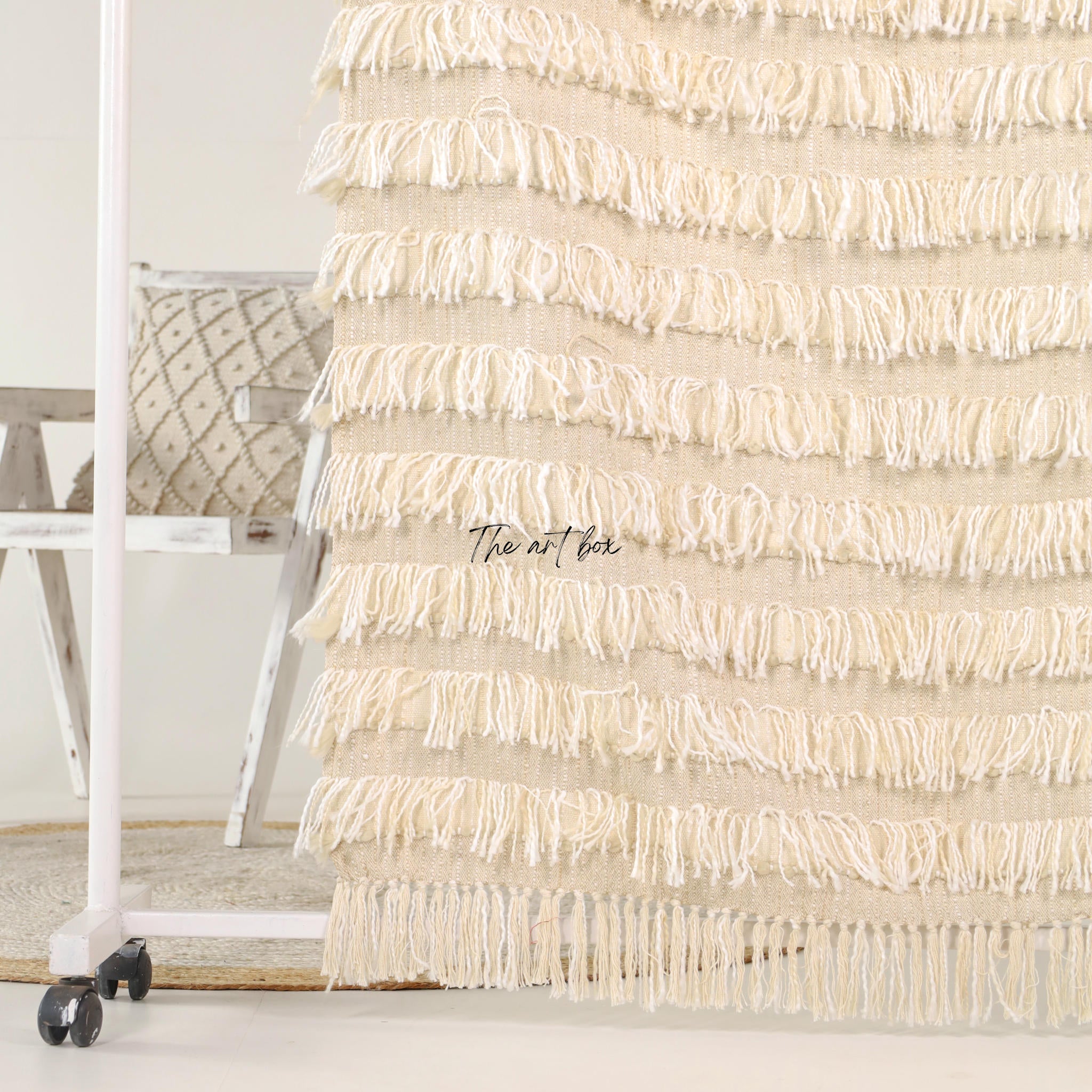 Boho Fringe Striped Hand Tufted Throw