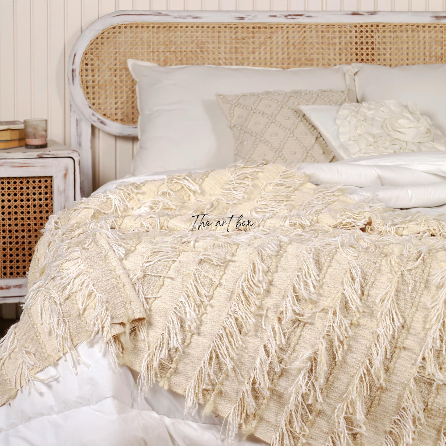 Boho Fringe Striped Hand Tufted Throw