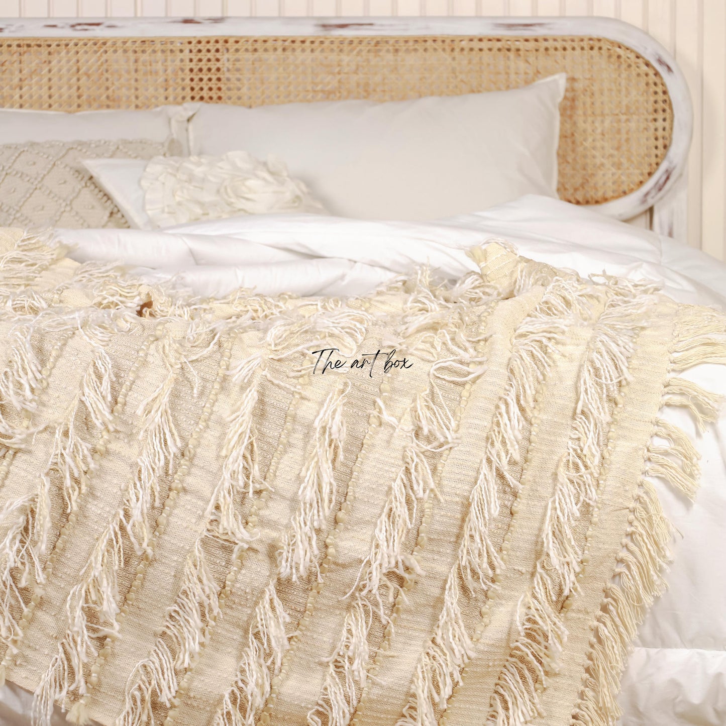 Boho Fringe Striped Hand Tufted Throw