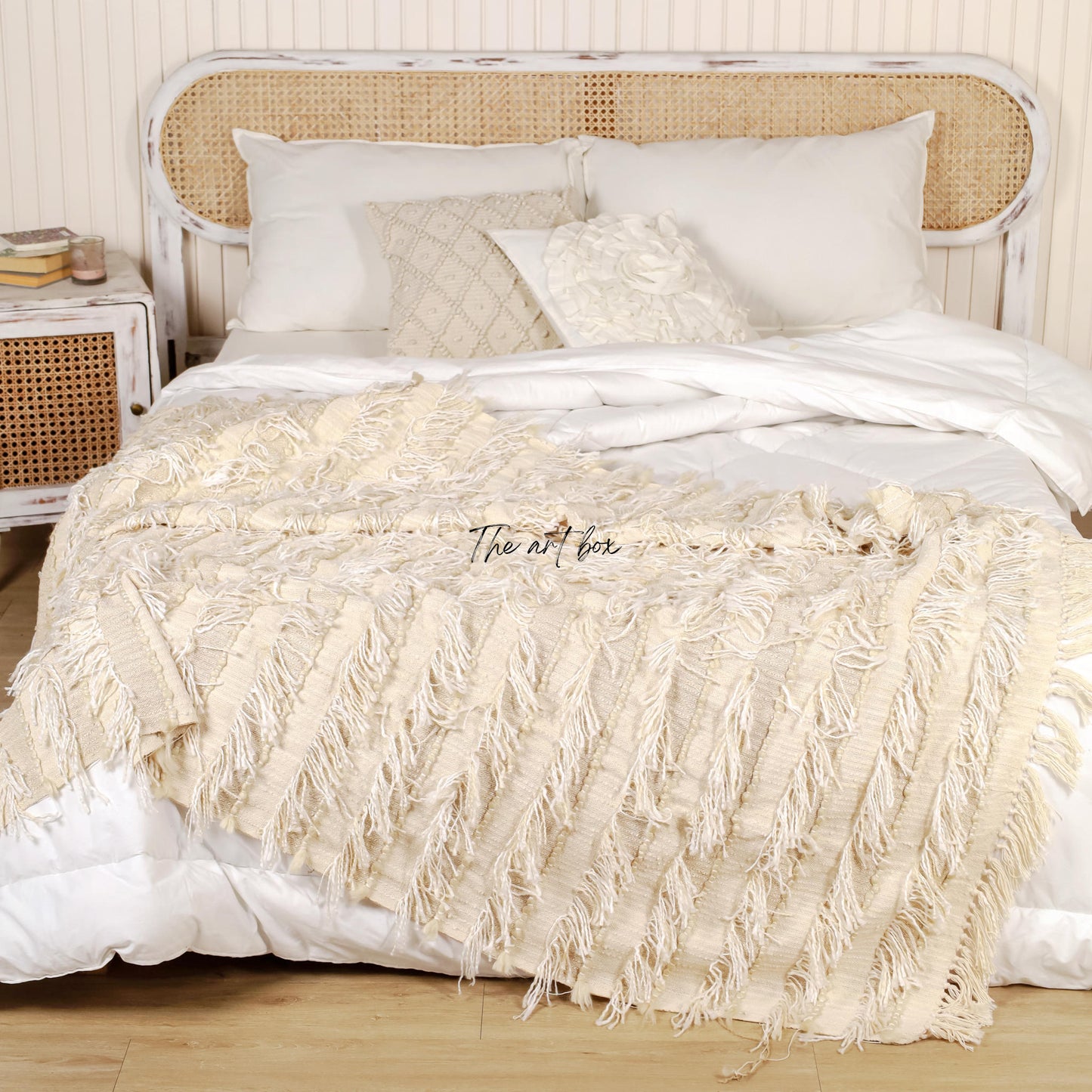 Boho Fringe Striped Hand Tufted Throw