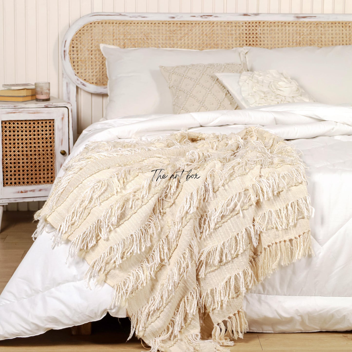 Boho Fringe Striped Hand Tufted Throw