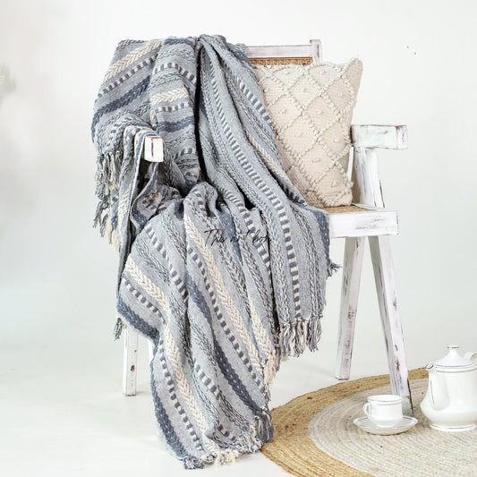 Braided Striped Hand Tufted Throw