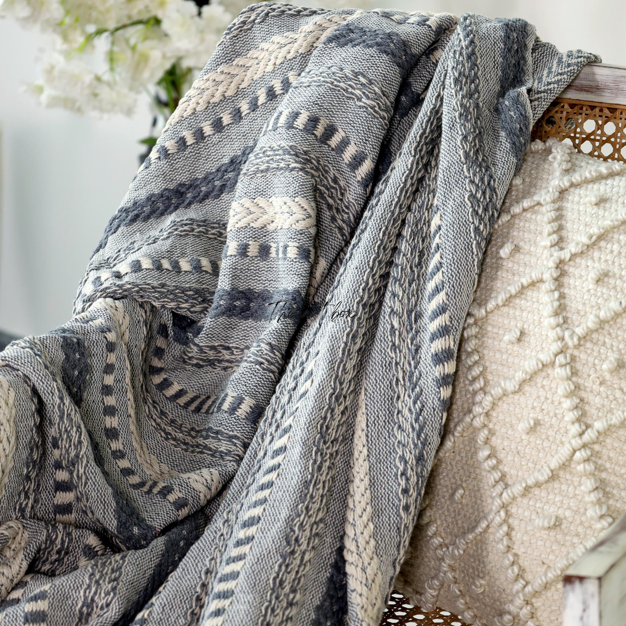 Braided Striped Hand Tufted Throw