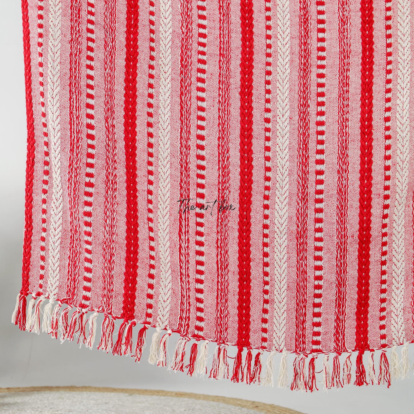 Red Striped Hand Tufted Throw