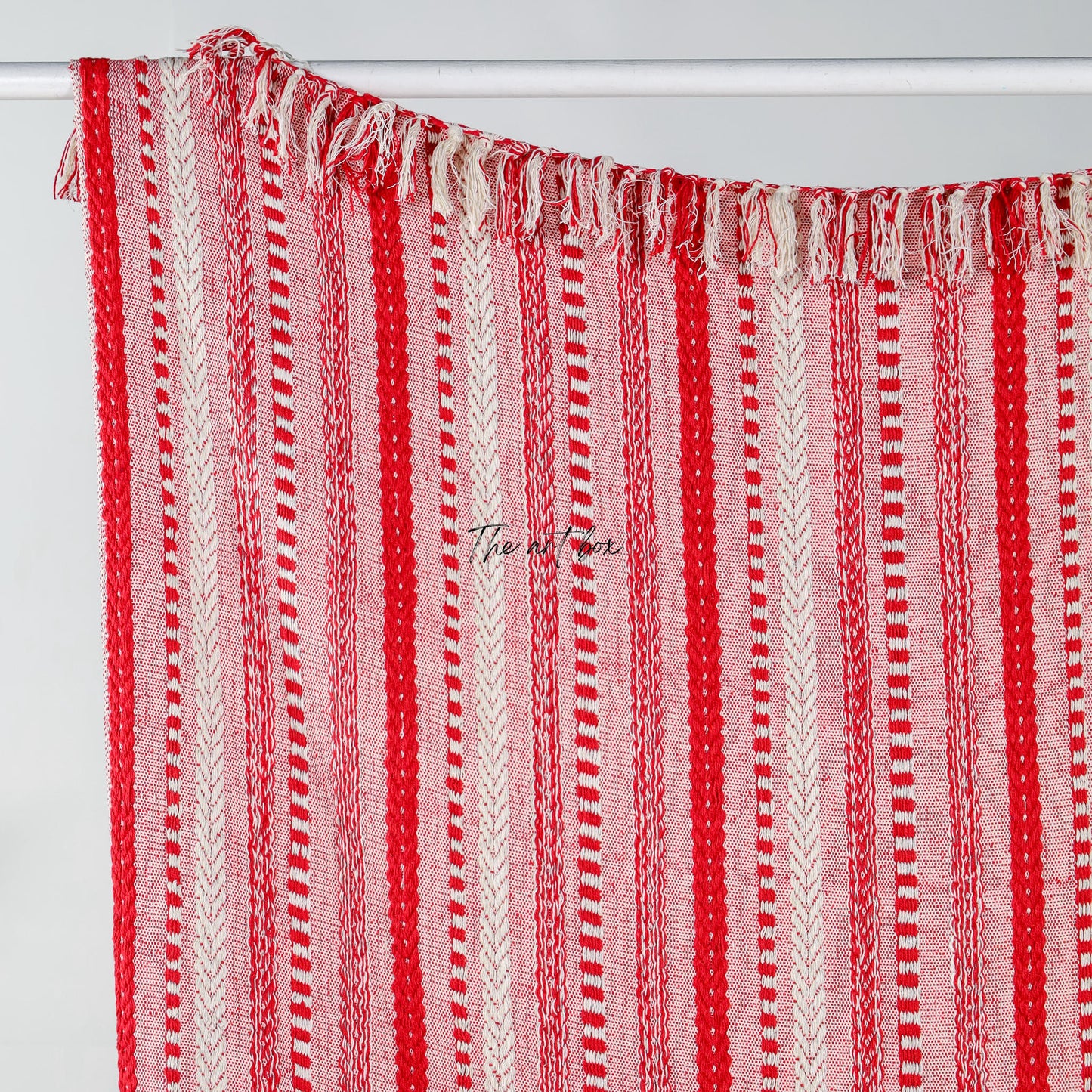 Red Striped Hand Tufted Throw