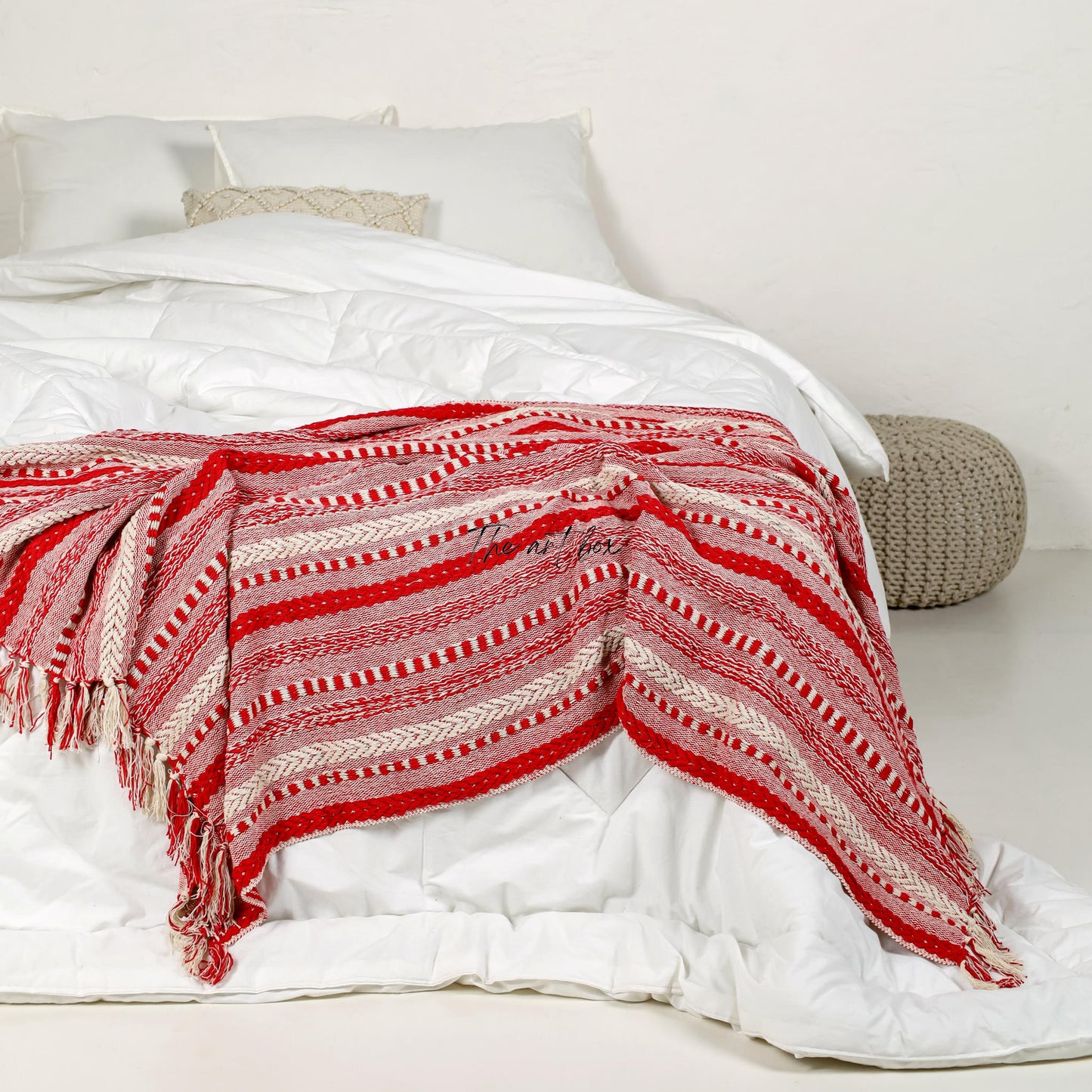 Red Striped Hand Tufted Throw