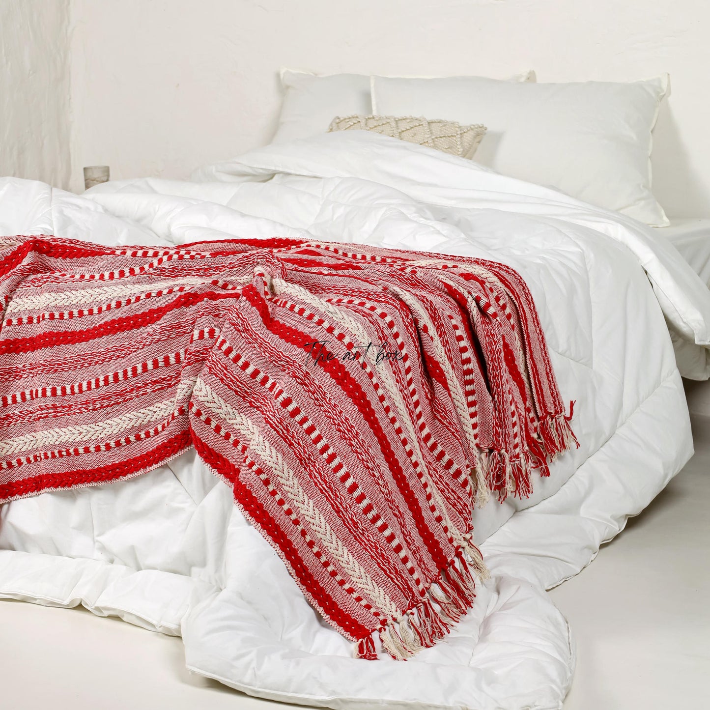 Red Striped Hand Tufted Throw