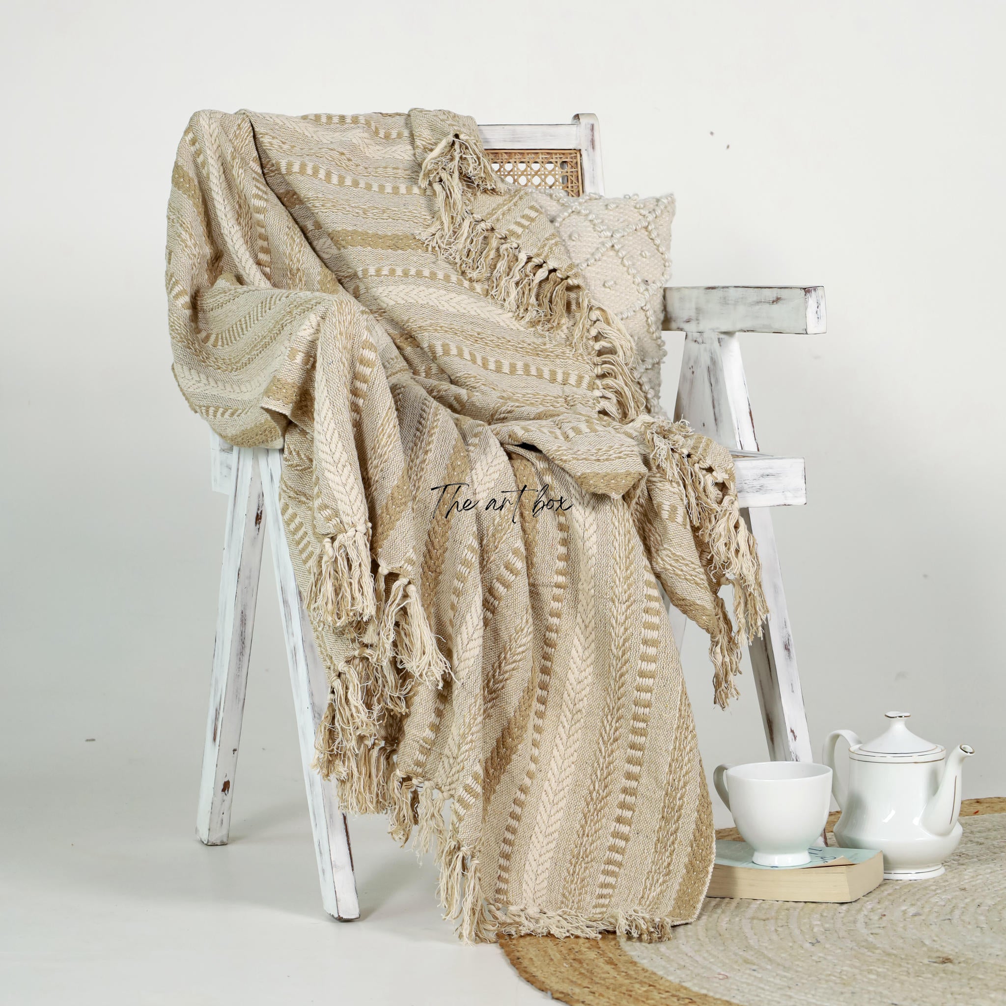 Brown Striped Hand Tufted Throw