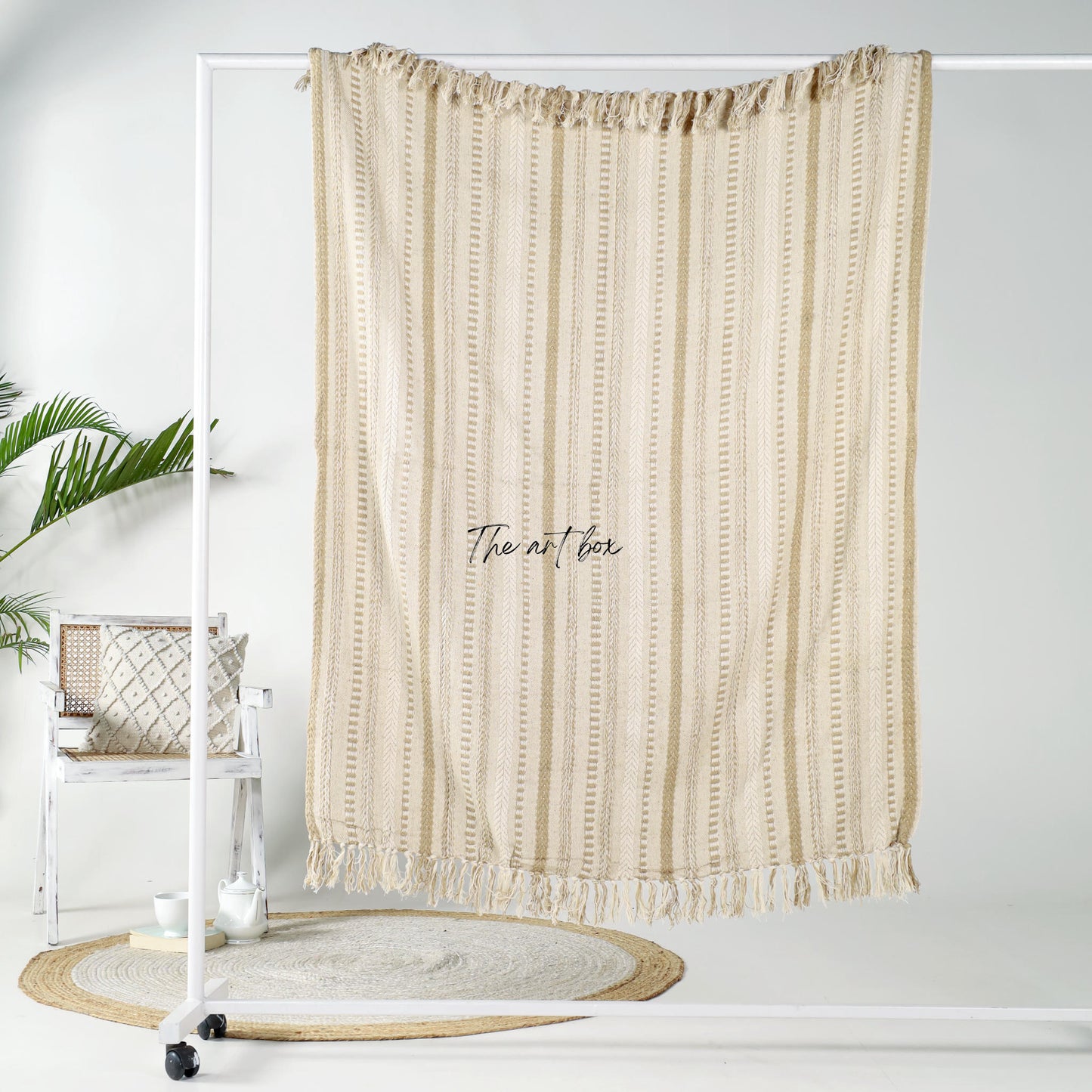 Brown Striped Hand Tufted Throw