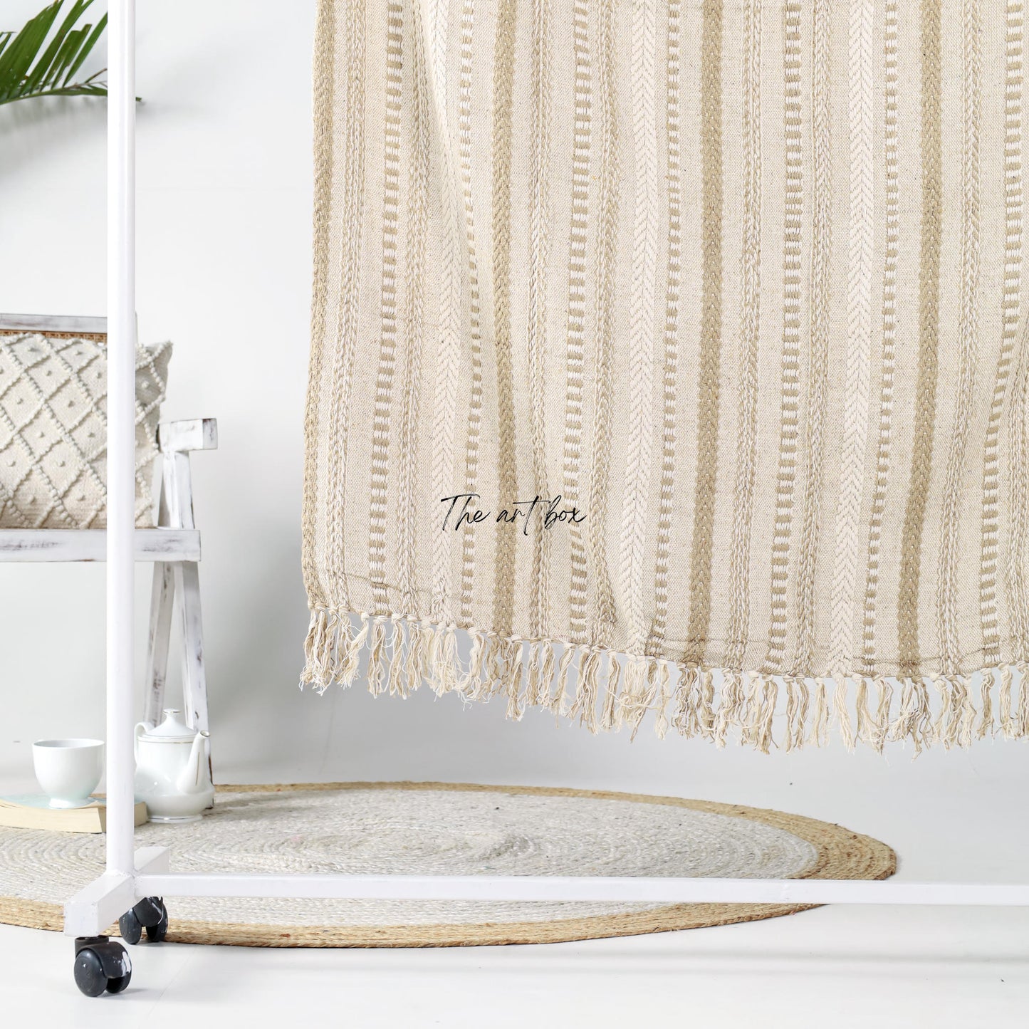 Brown Striped Hand Tufted Throw