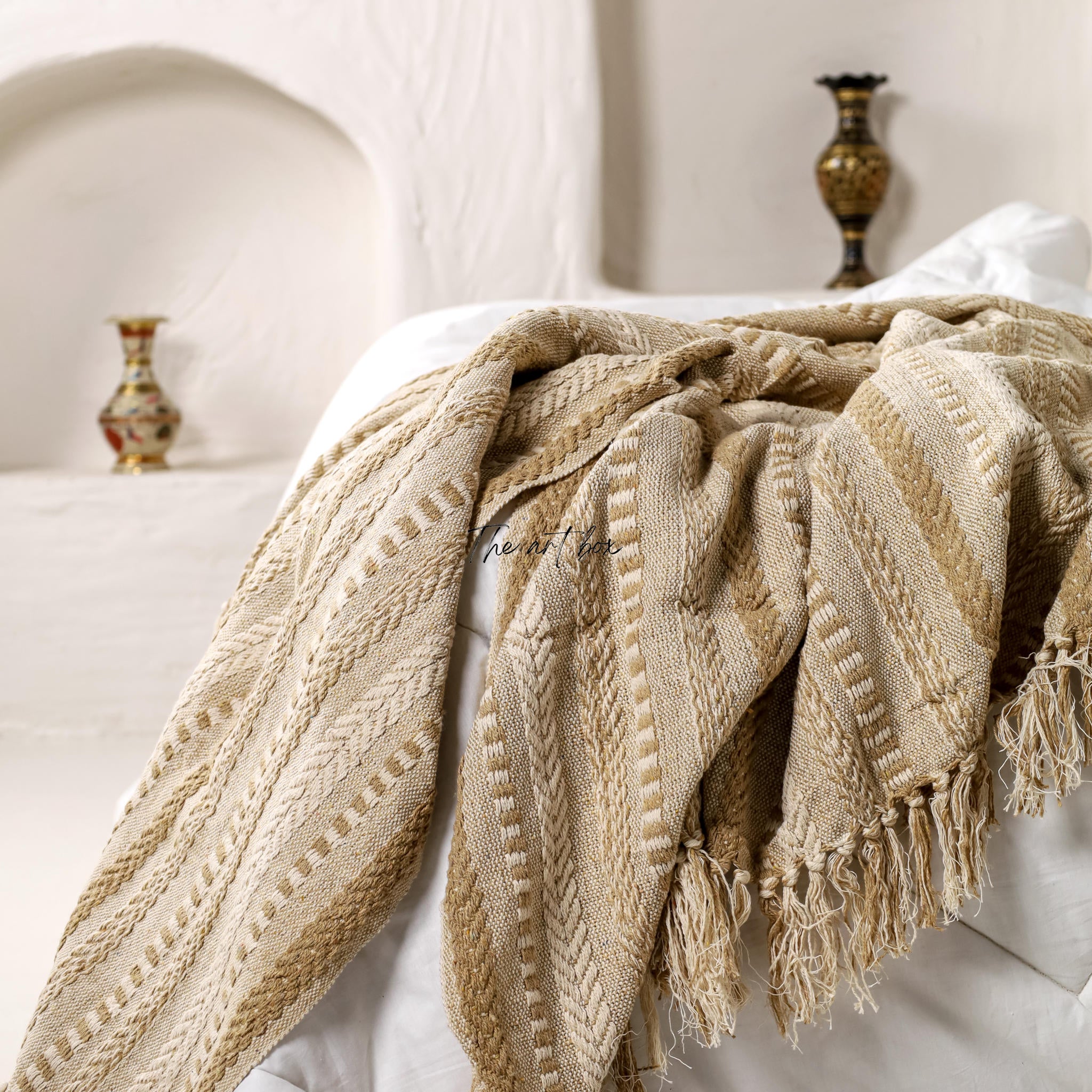 Brown Striped Hand Tufted Throw