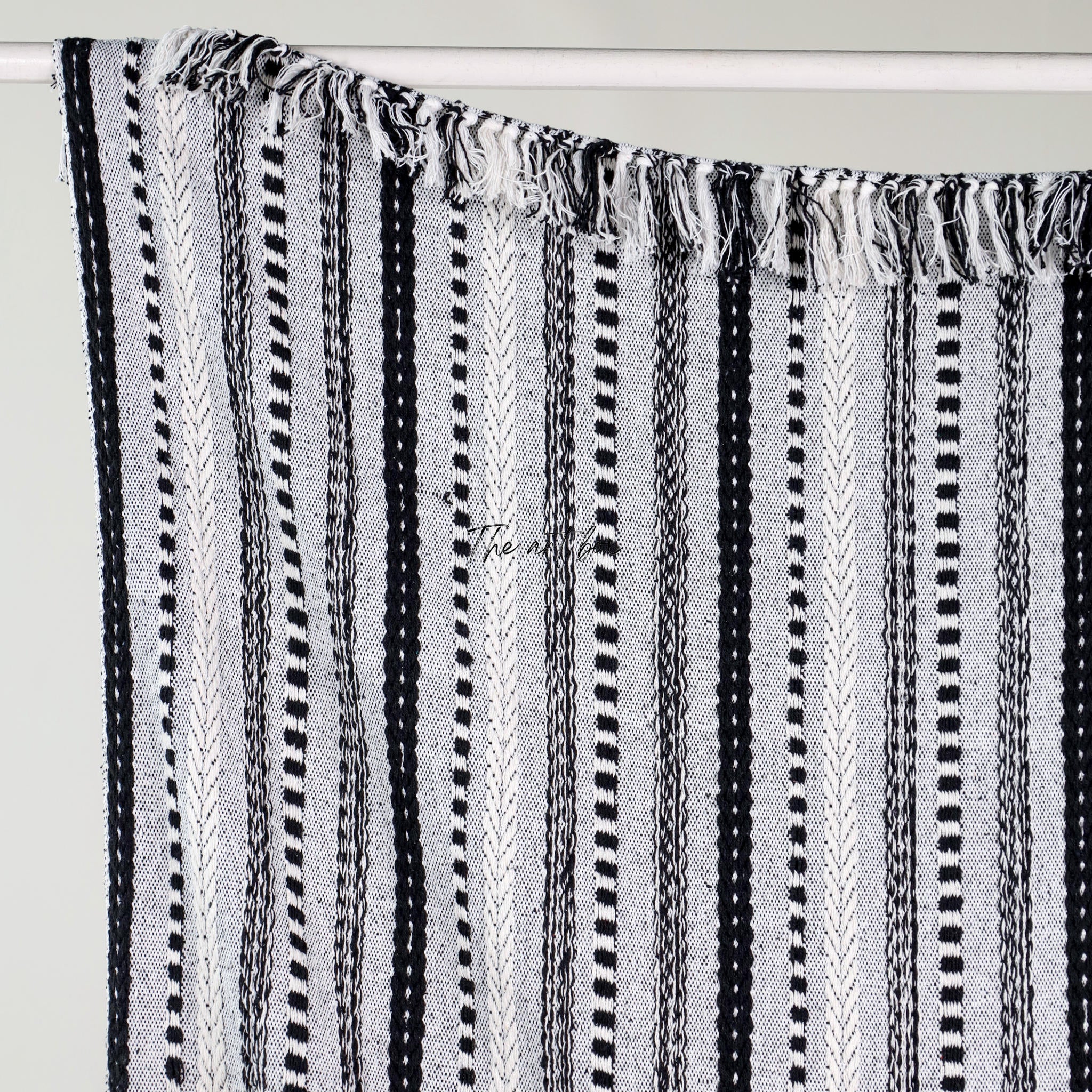 Black Striped Hand Tufted Throw