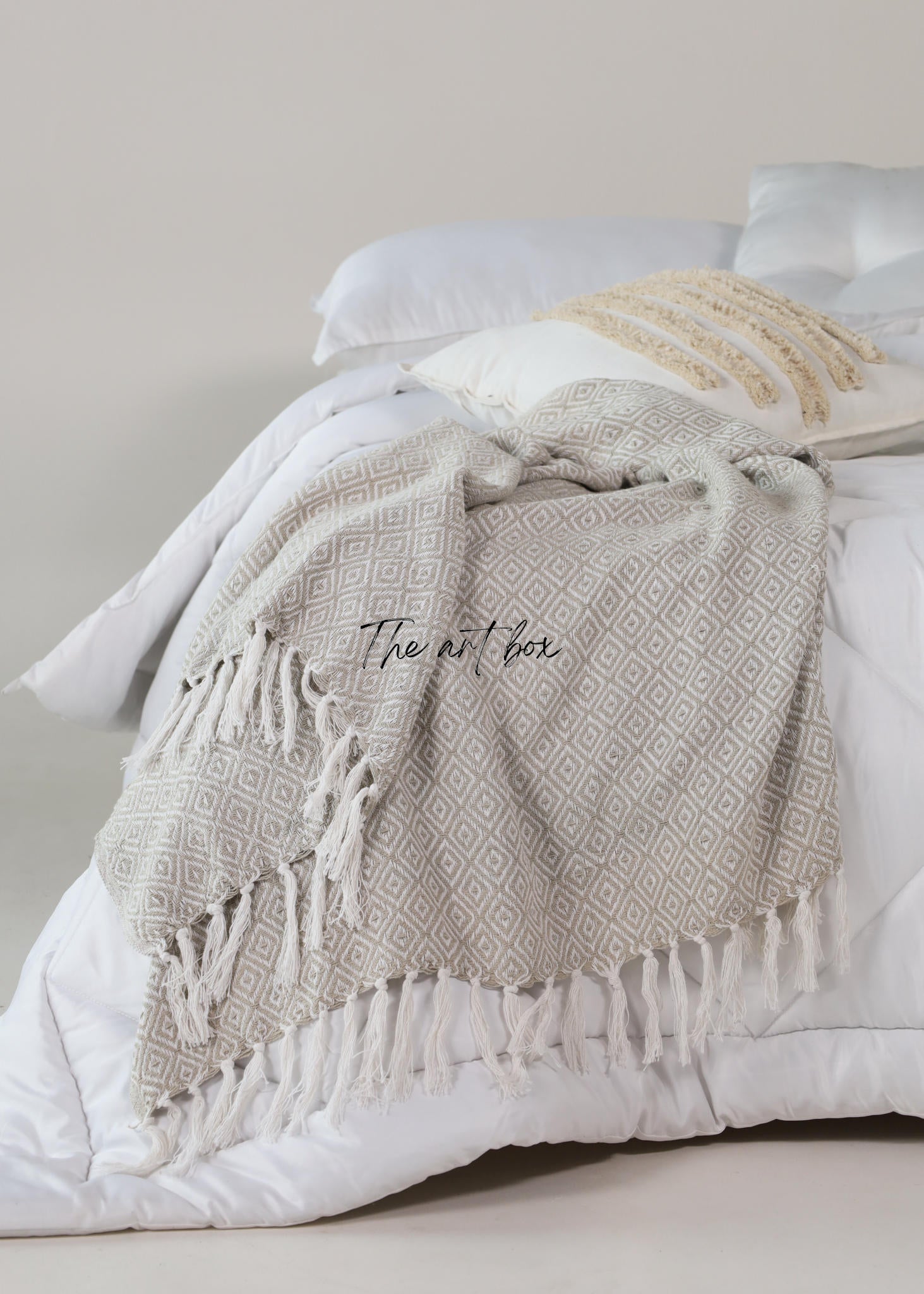 Beige Hand Tufted Throw