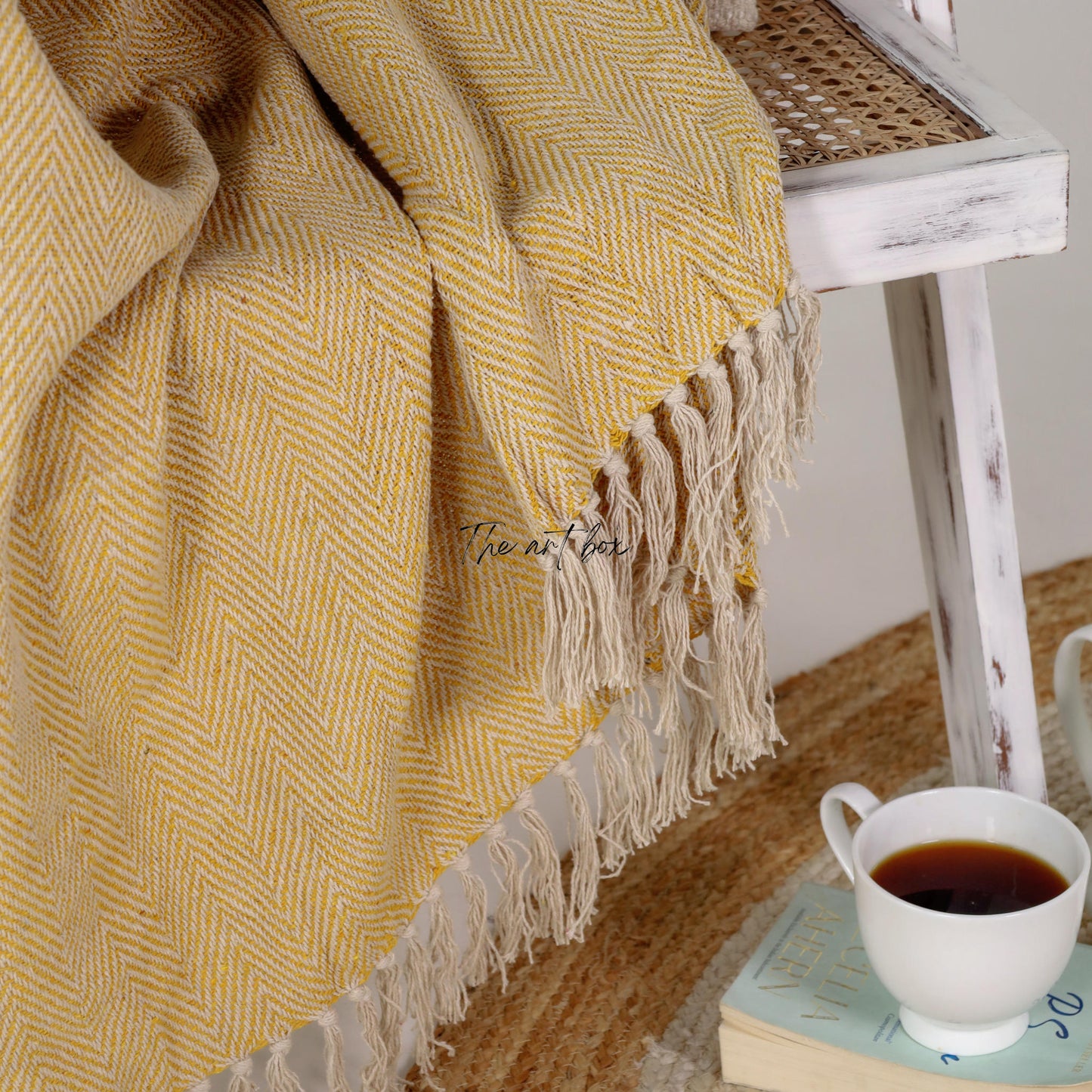 Yellow Hand Tufted Throw