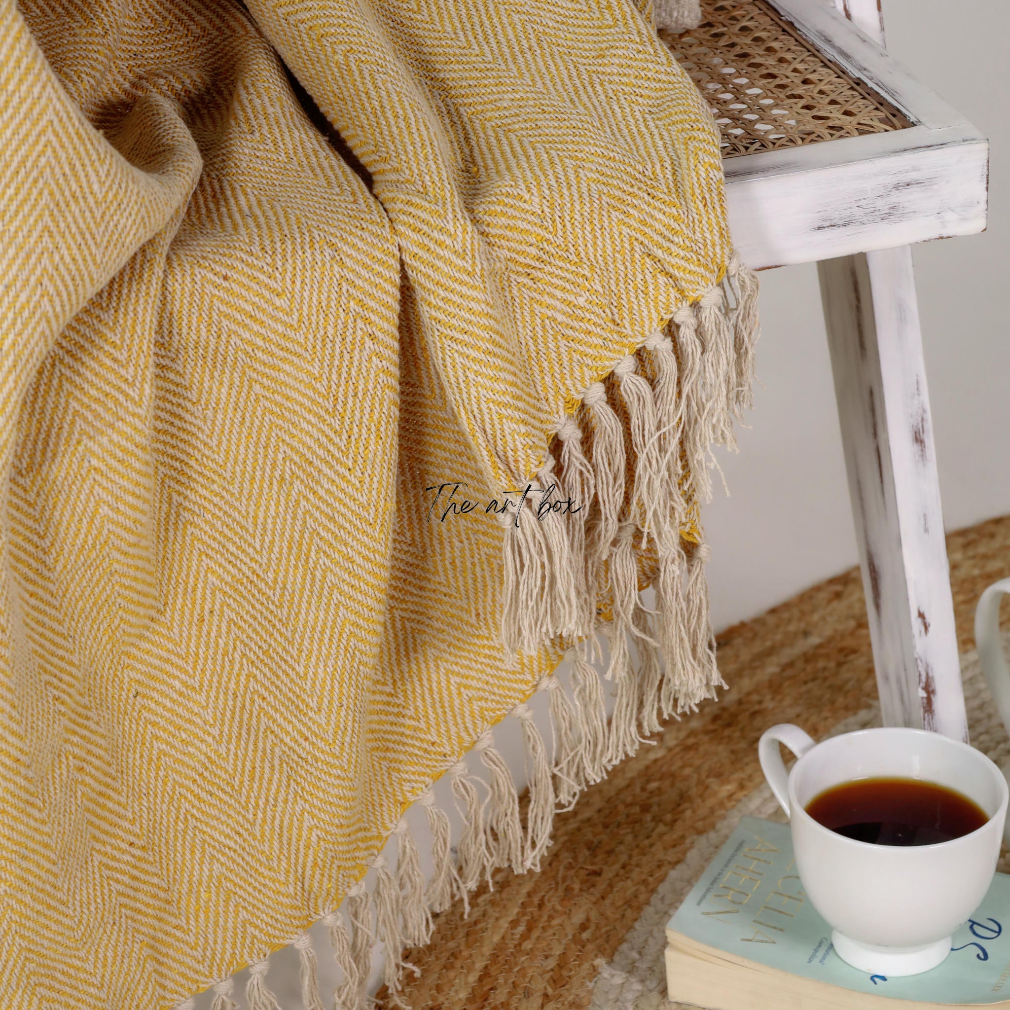 Yellow Hand Tufted Throw