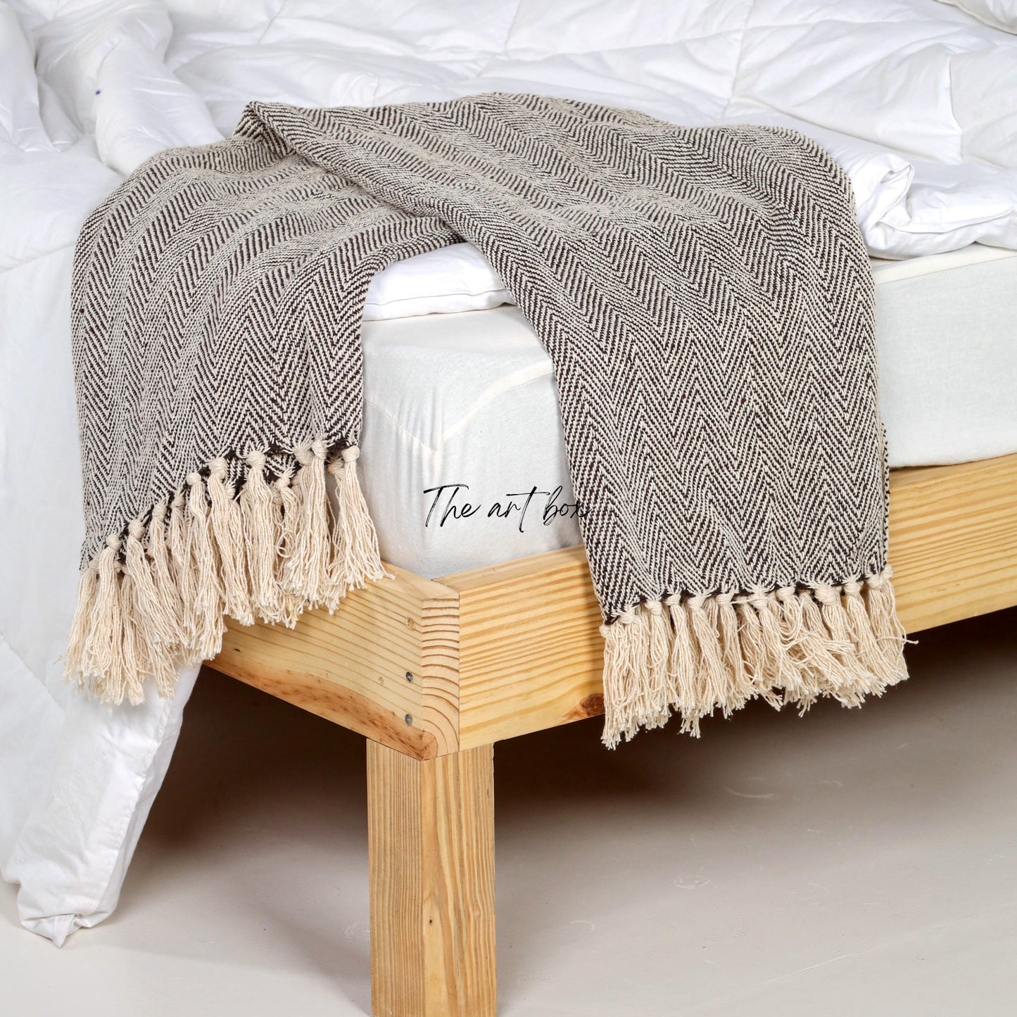 Grey Color Hand Tufted Throw