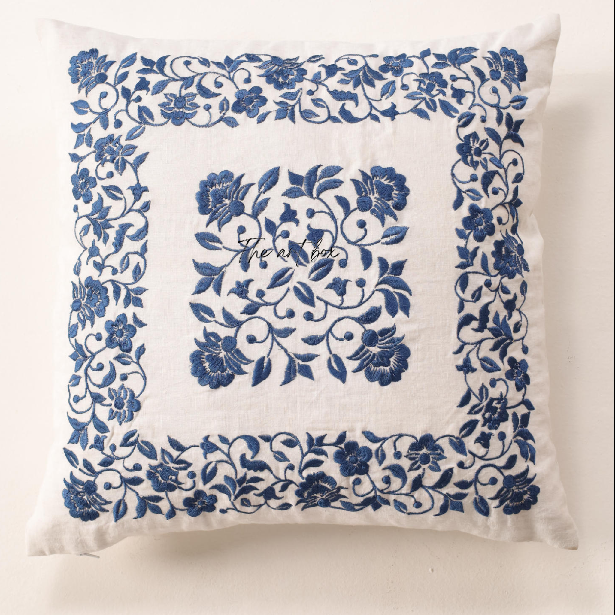 Personalized Floral Embroidery Cushion - Custom Crafted Elegance for Your Home