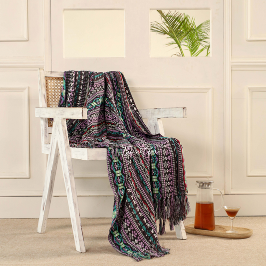 Ethnic Striped Hand Tufted Throw