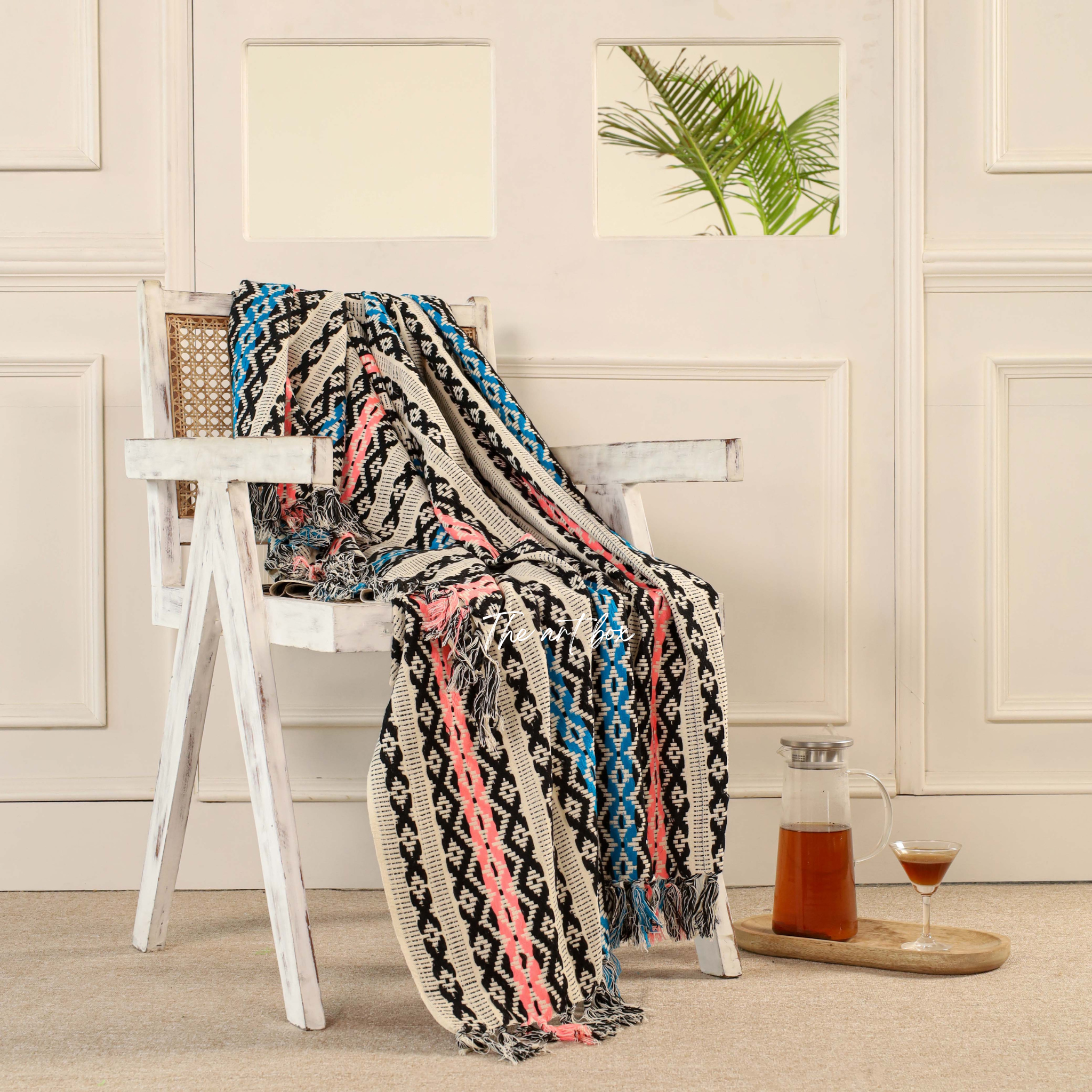 Multicolor Striped Hand Tufted Throw