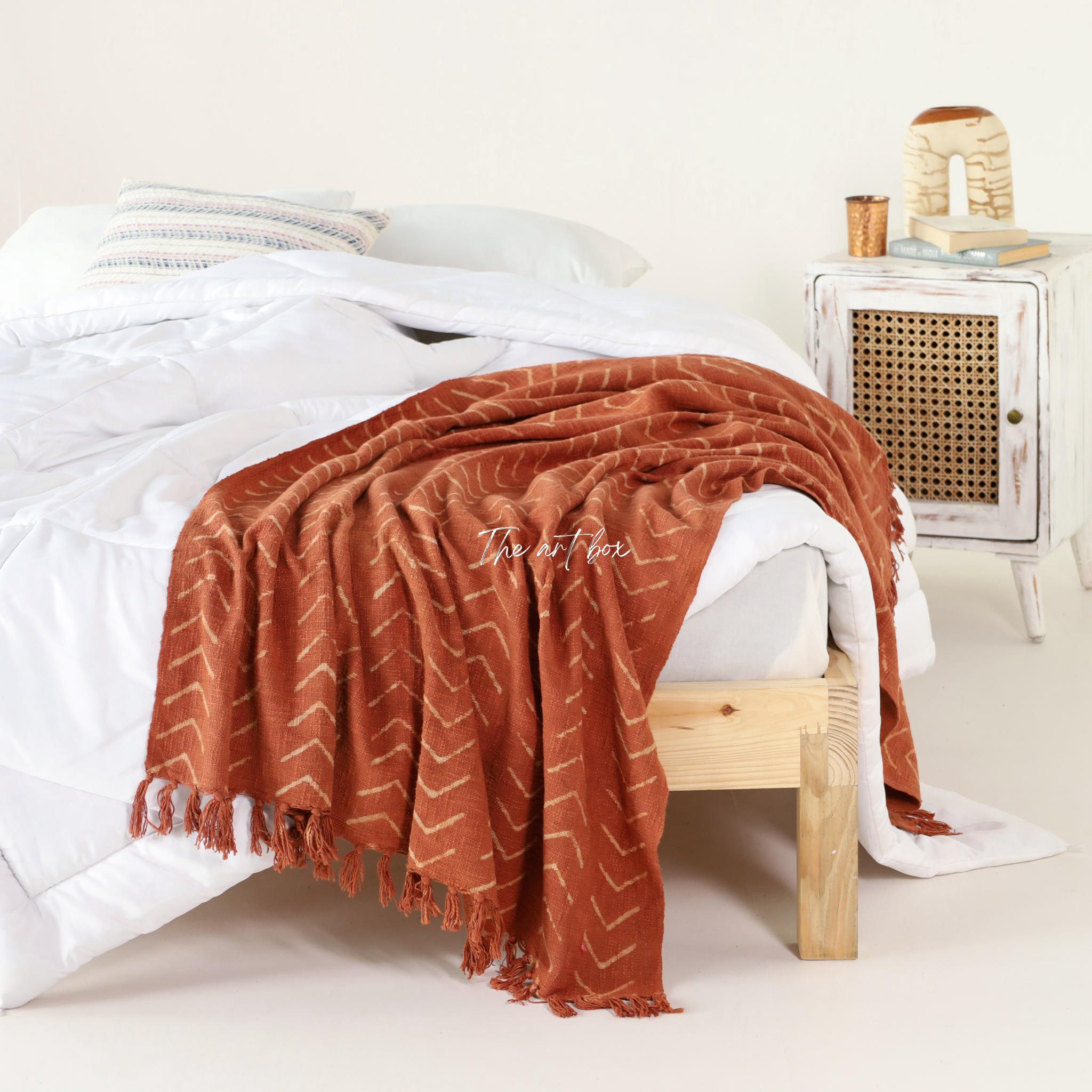 Mud Cloth Orange Daabu Print Throw