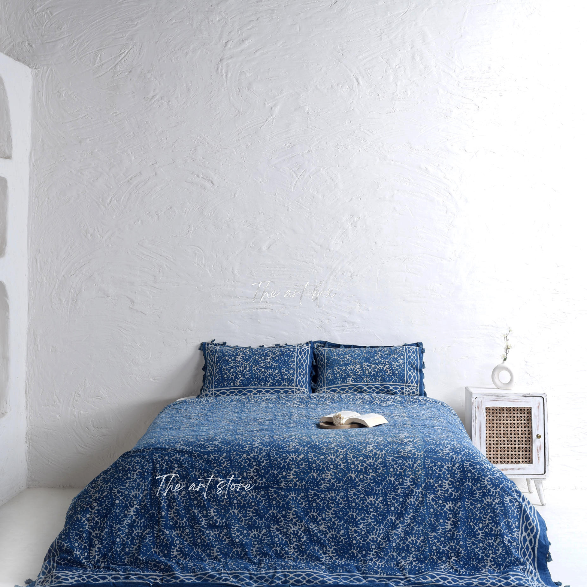 Ethnic Floral Block Printed Duvet Cover and Pillow Set