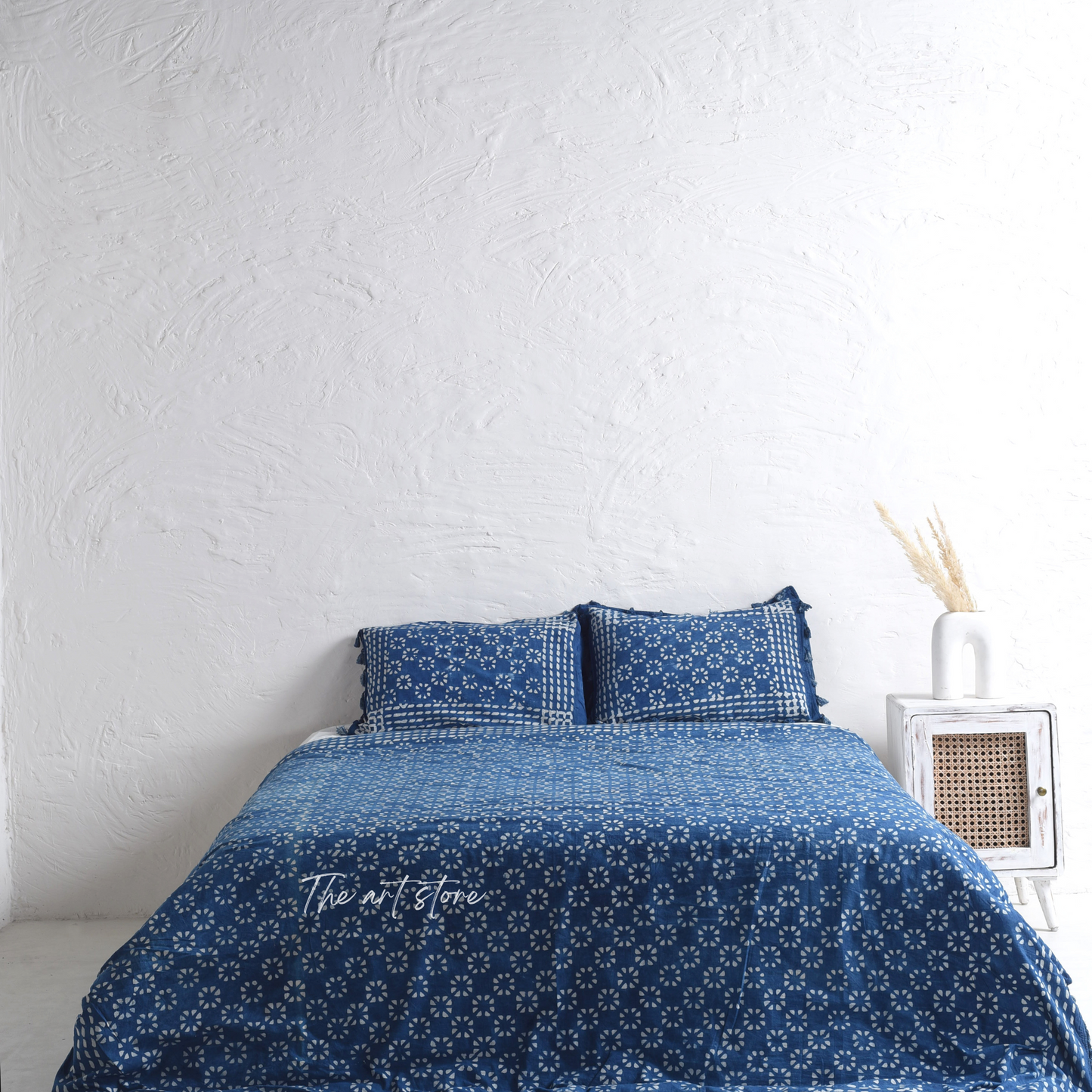 Boho Aesthetic Stone Washed Block Printed Duvet Cover and Pillow Set
