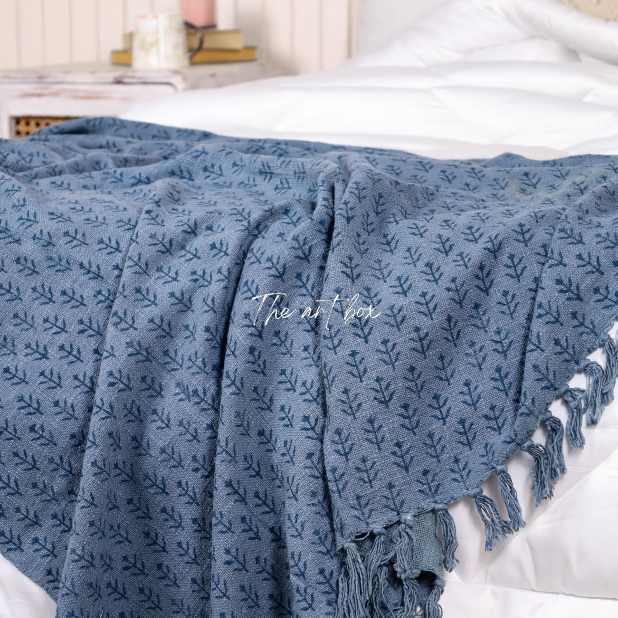 Blue Daabu Print Throw