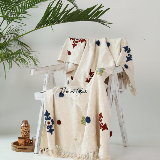 Floral Embroidered Throw