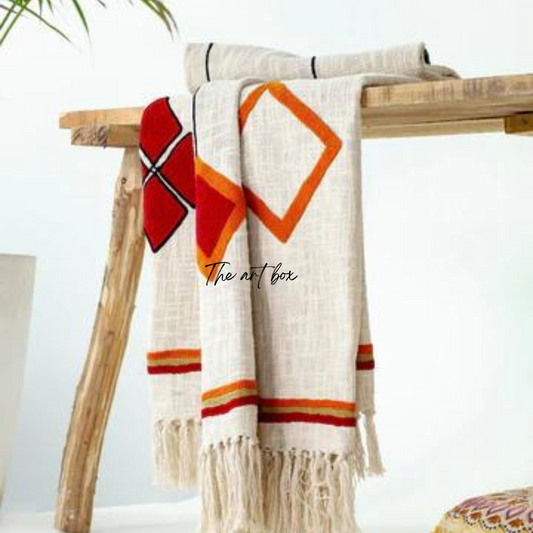 Multi-Color Embroidered Throw