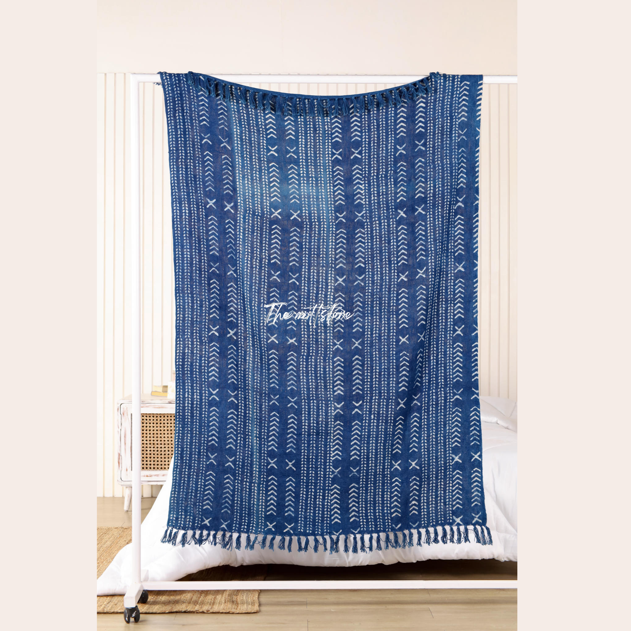 Blue Polka Dot Indigo Print Throw