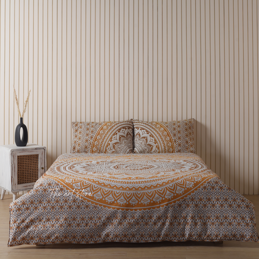Brown Mandala Duvet Covers with Pillow Covers