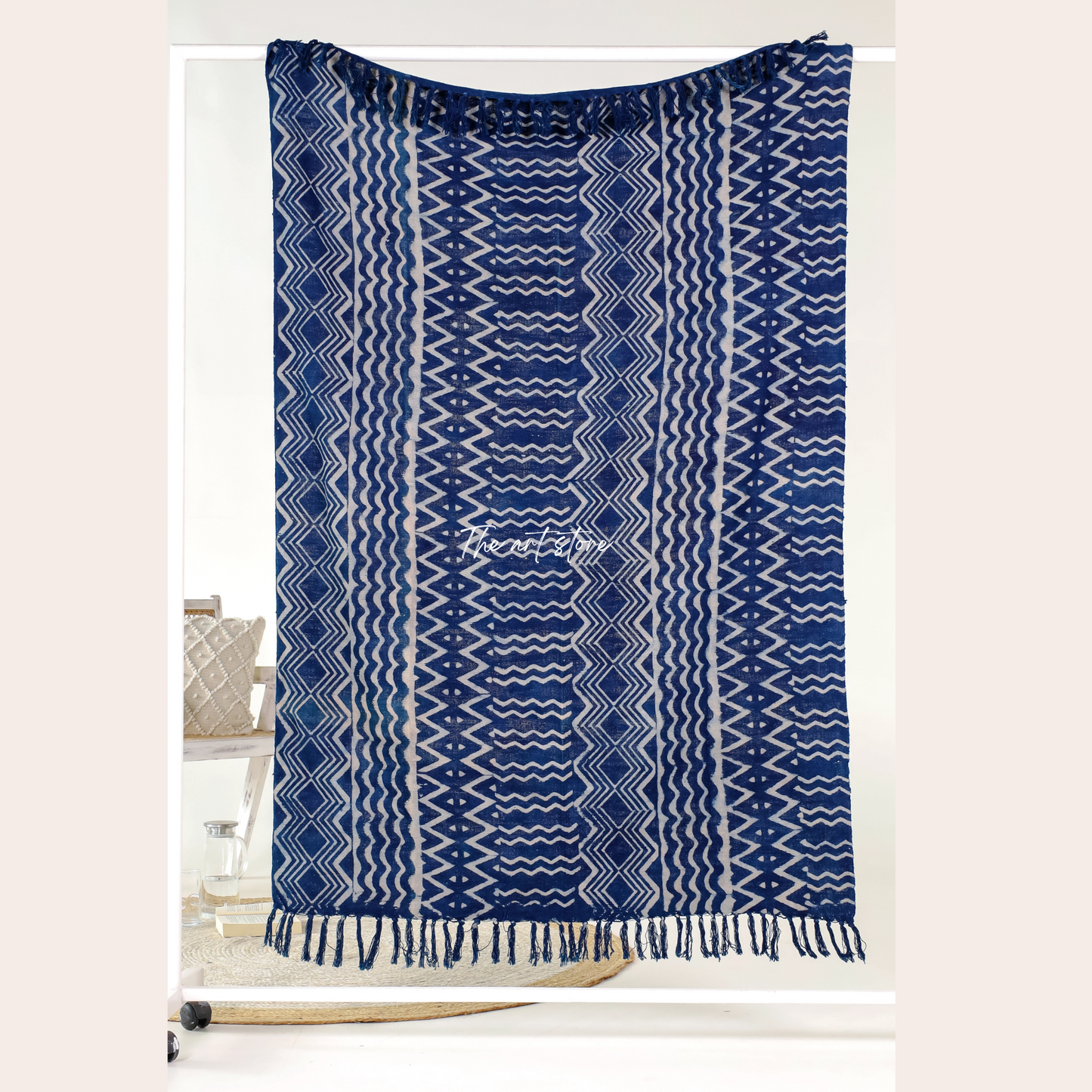 Hand Block Indigo Print Throw