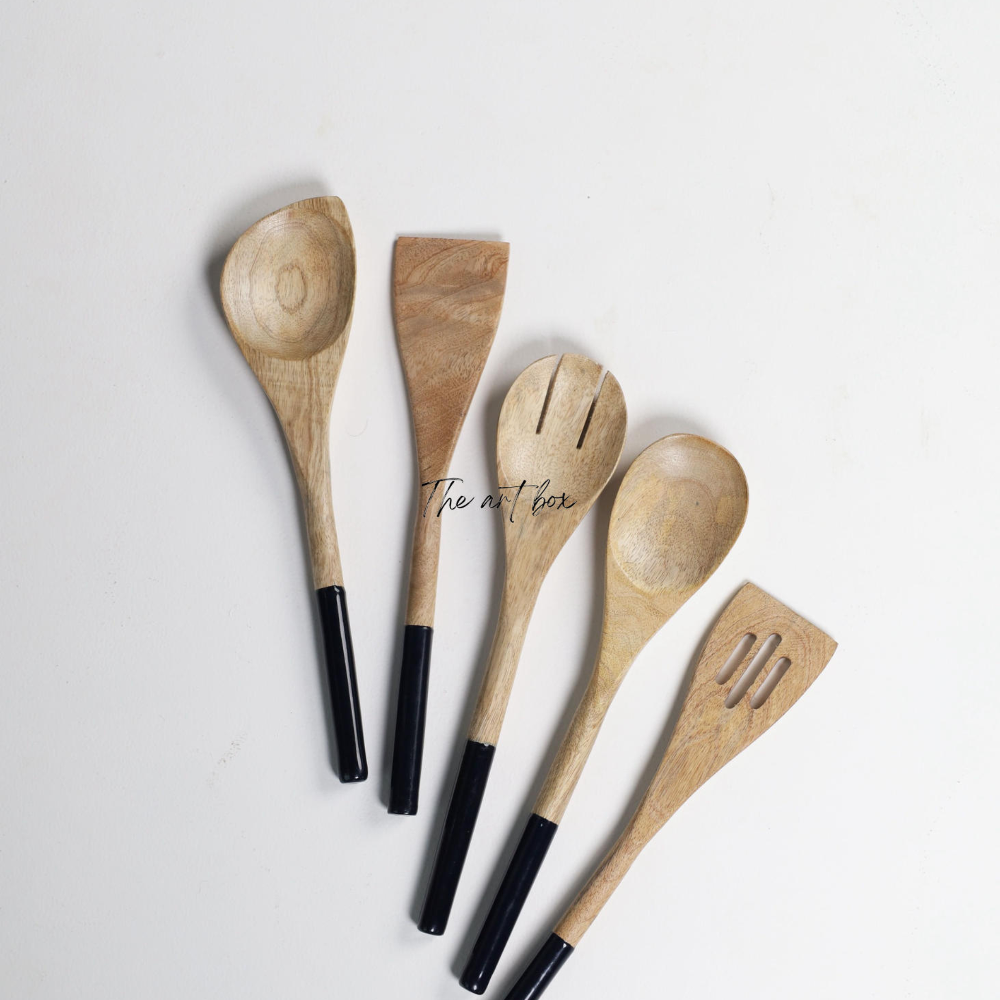 Mango Wood Spatula Set - Black Color