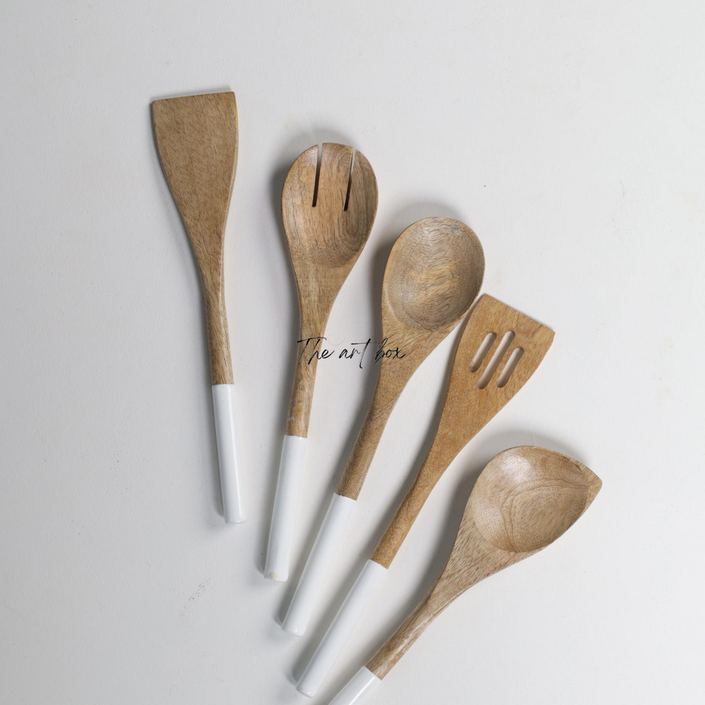 Mango Wood Spatula Set - White Color