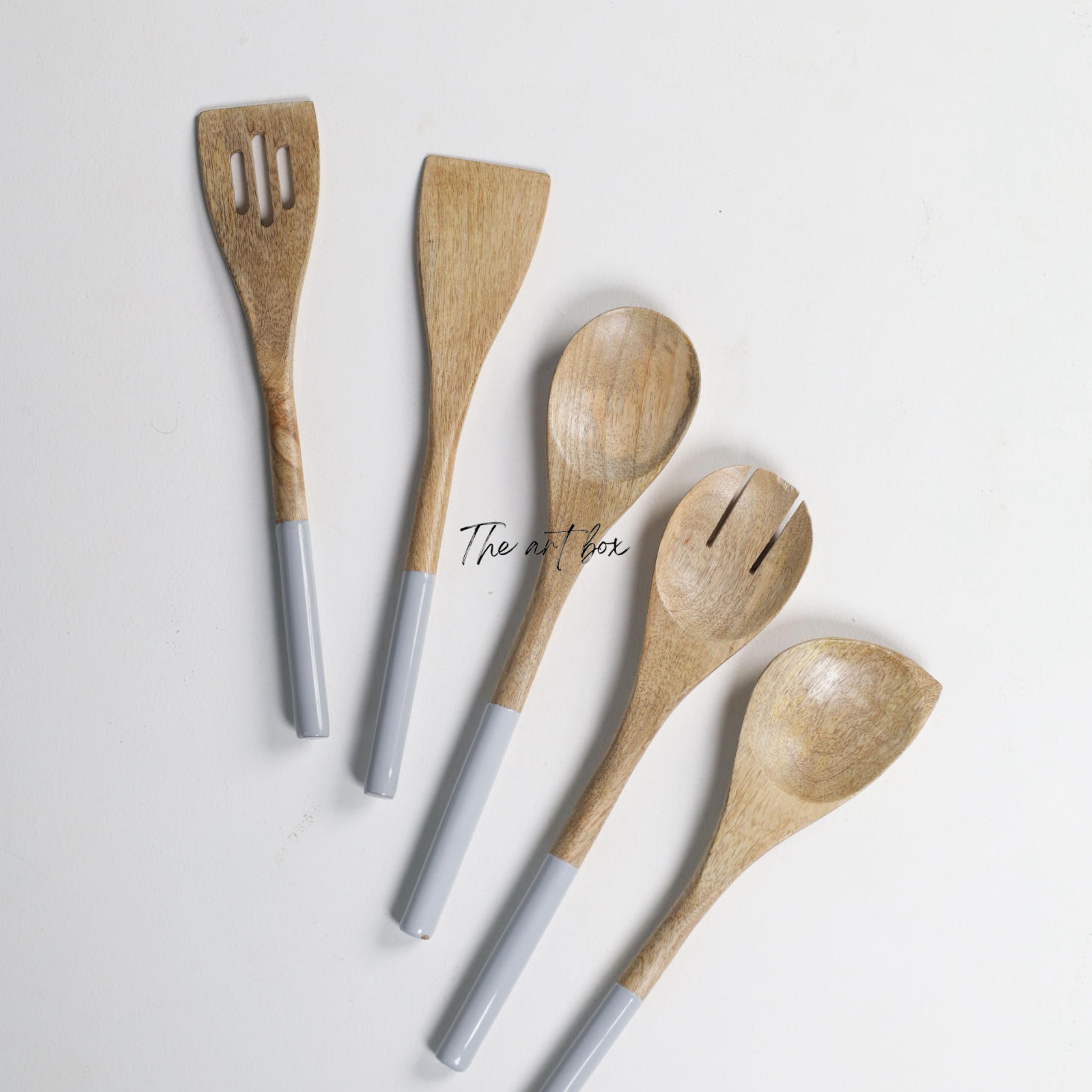 Mango Wood Spatula Set - Grey Color