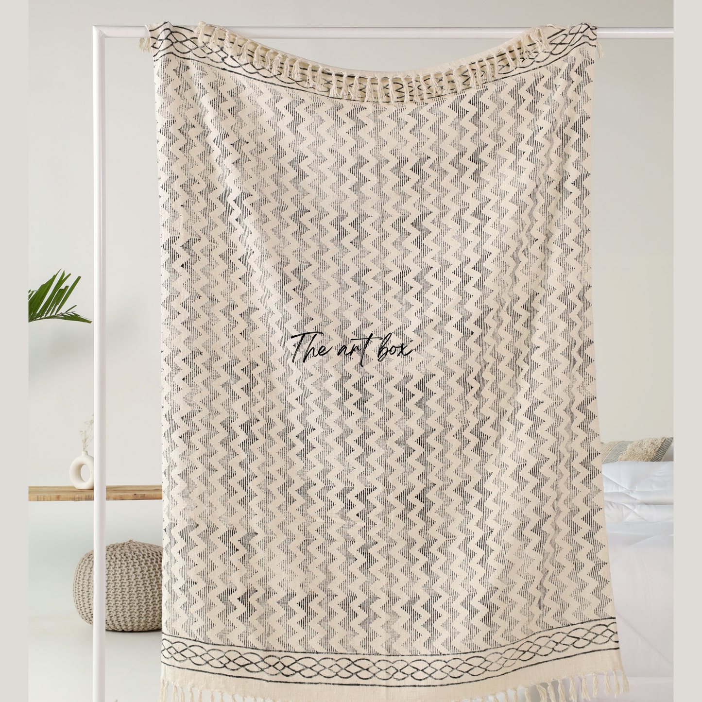 Crepe Georgette Oatmeal Pigment Print Throw