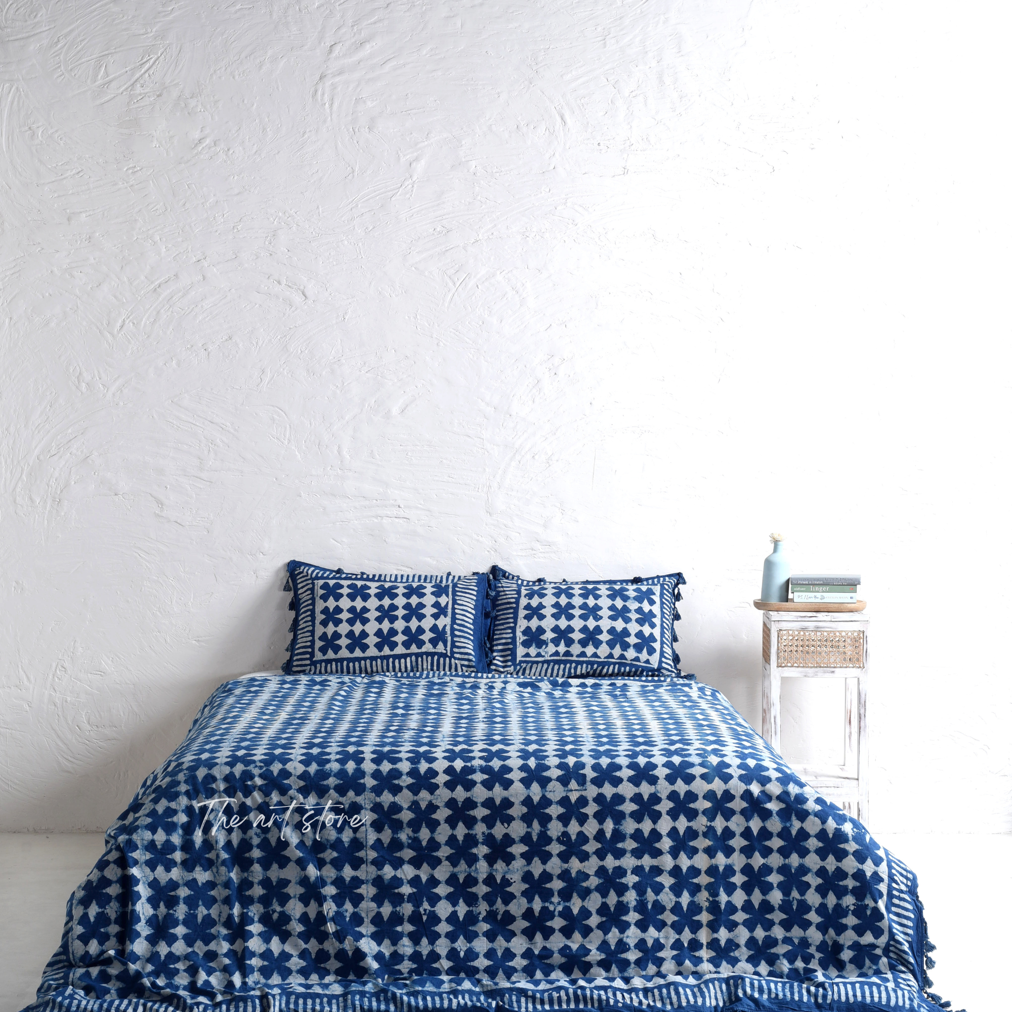 Flower Aesthetic Block Printed Duvet Cover and Pillow Set