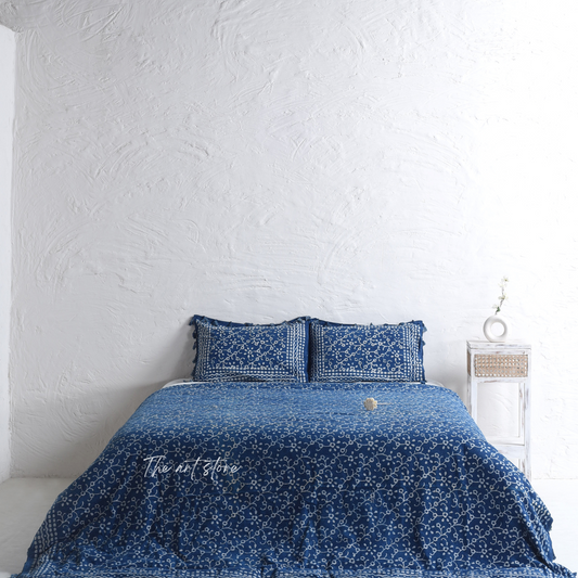 Stone Washed Luxury Block Printed Duvet Cover and Pillow Set