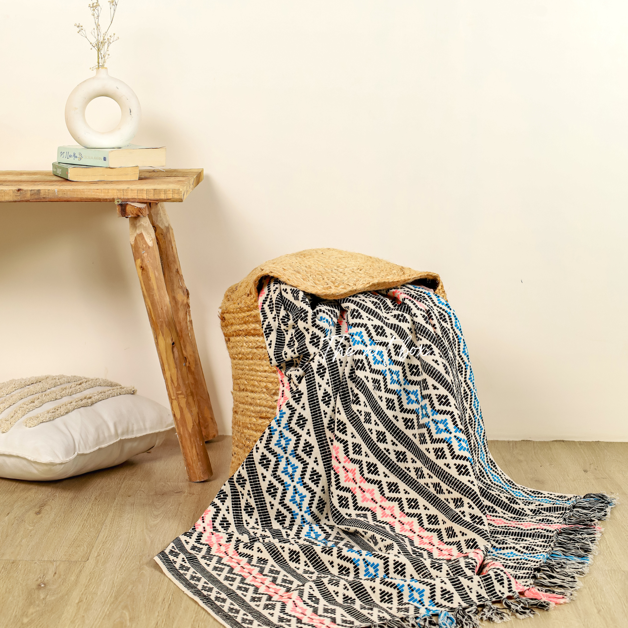 Multicolor Striped Hand Tufted Throw