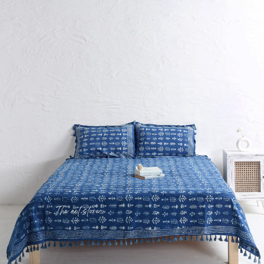 Designer Block Printed Bedsheet and Pillow Set
