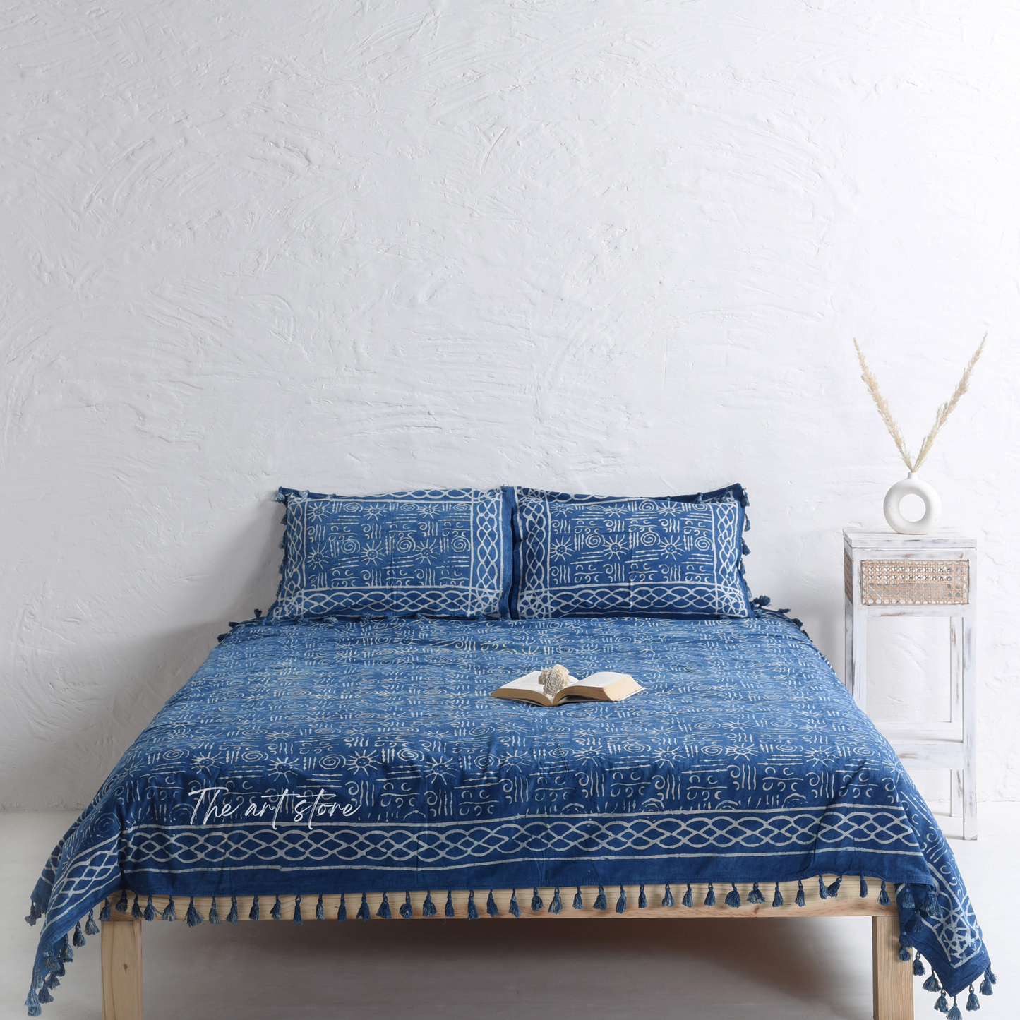Nilaya Hand Block Printed Bedsheet and Pillow Set