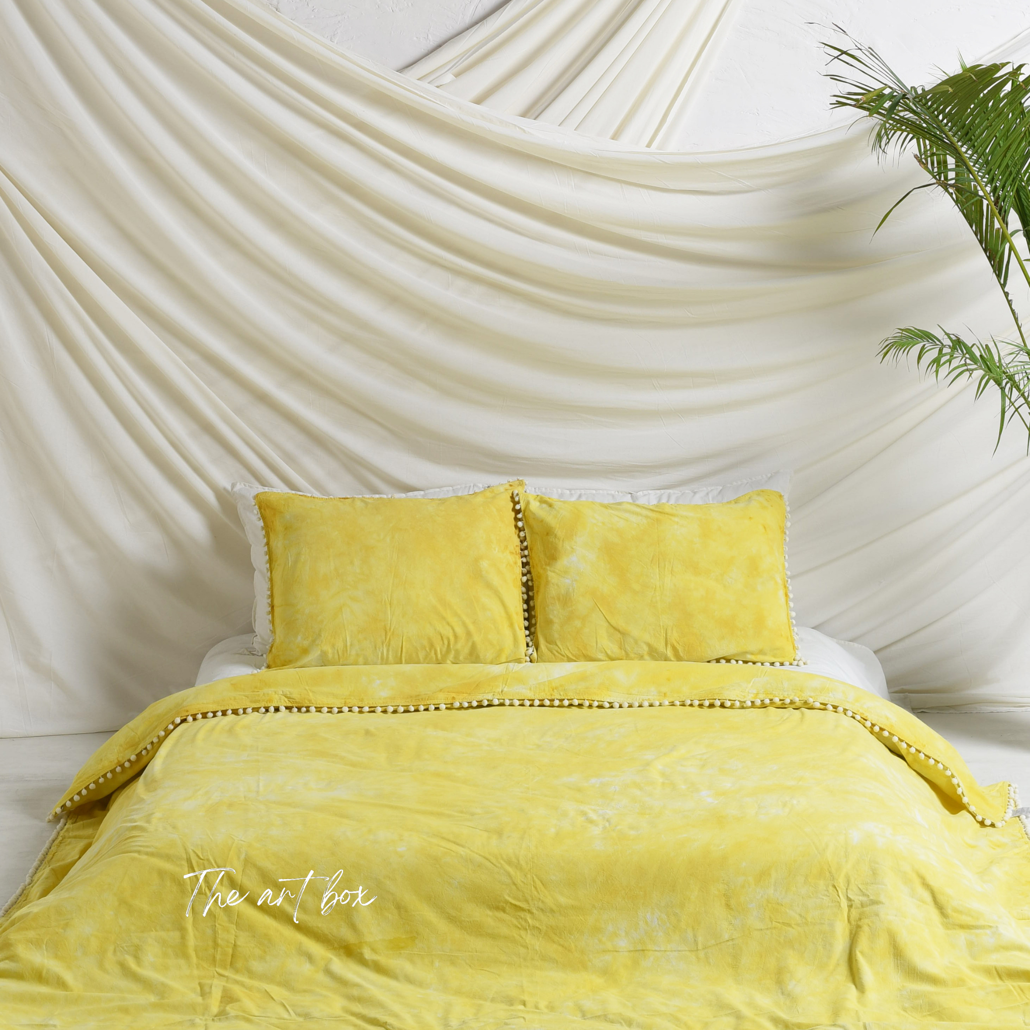 Yellow Tie-Dye Duvet Cover with Pillow cases Set