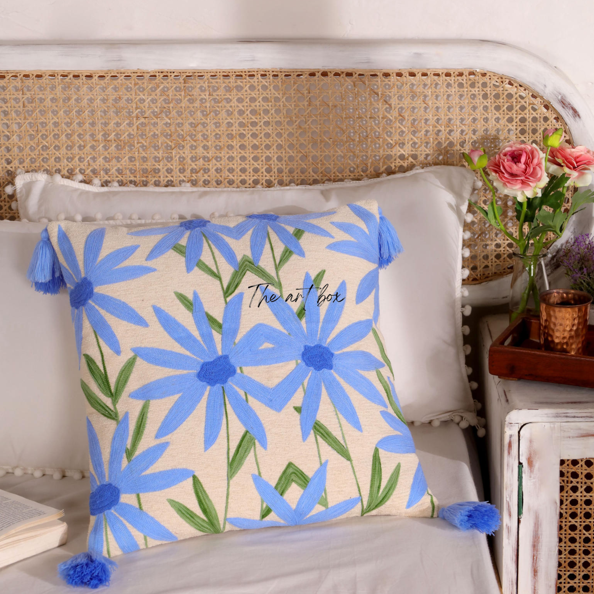 Customized Floral Embroidery Cushion - Make Your Space Bloom