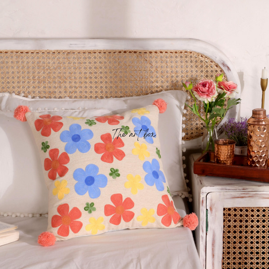 Personalized Flower Embroidery Cushion Cover - Your Name, Your Style