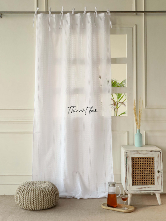 Pure White Solid Cotton Curtains - 1 Panel Set