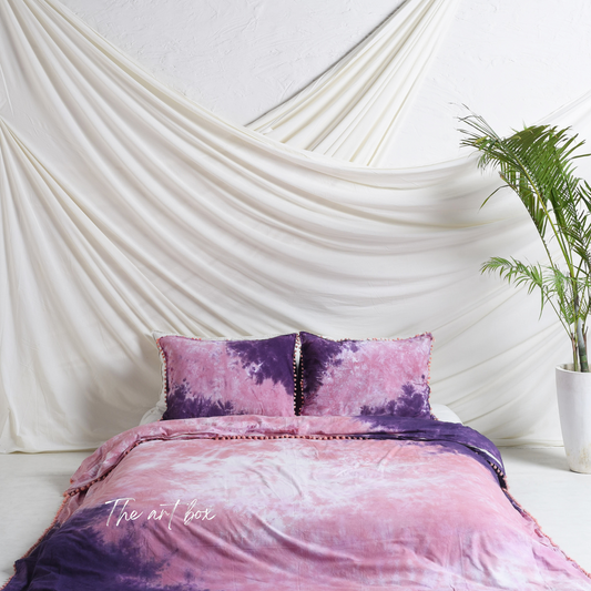 Pink and Purple Tie Dye Bedsheets with Pillow Covers