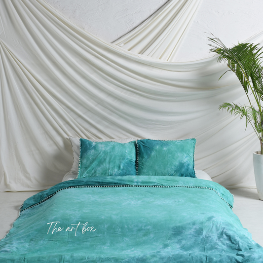 Solid Tie-Dye Duvet Cover with Pillow cases Set