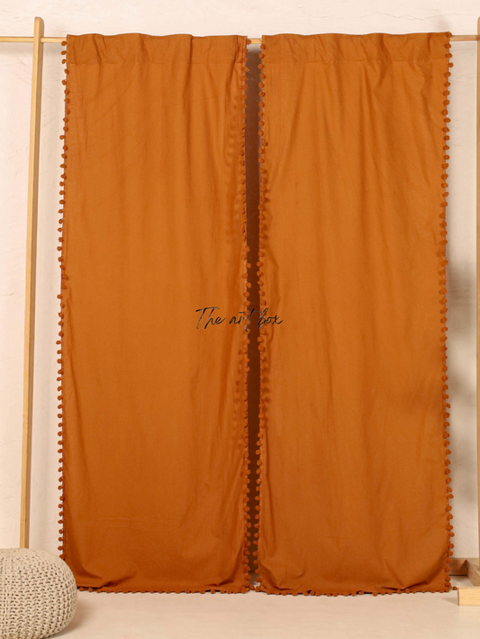 Rust Cotton Drapes Curtains 2 Panels Set Rod Pocket