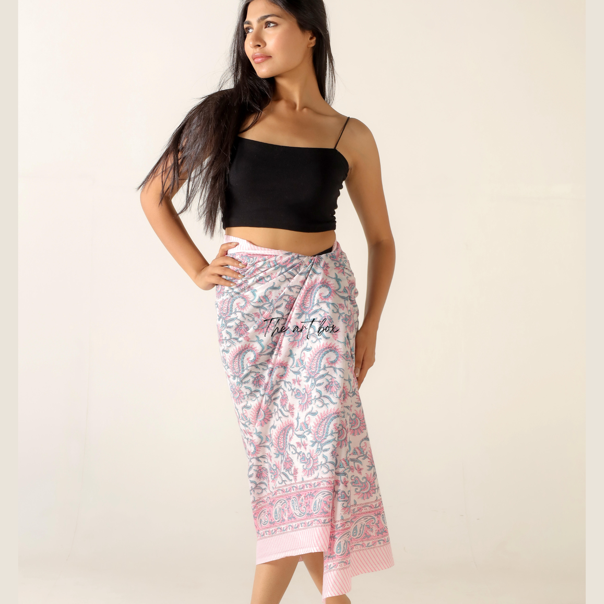 Floral Fantasy Cotton Sarong Pareo for Beachside Elegance